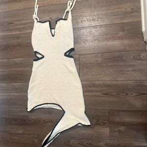 White and Black Asymmetrical Dress